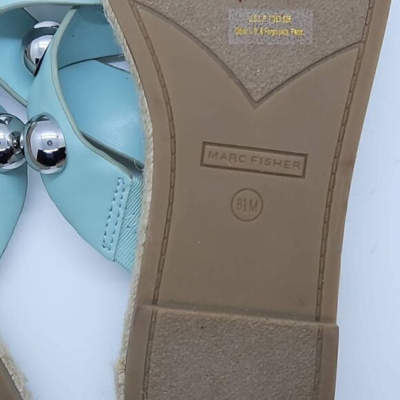 Prisca Sandal Marc Fisher Women Slip On Studded Espadrille Blue Size 8.5 - Picture 8 of 8